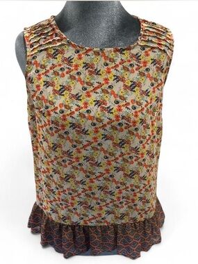 Sleeveless Floral Ruffle Hem Top - Multicolor